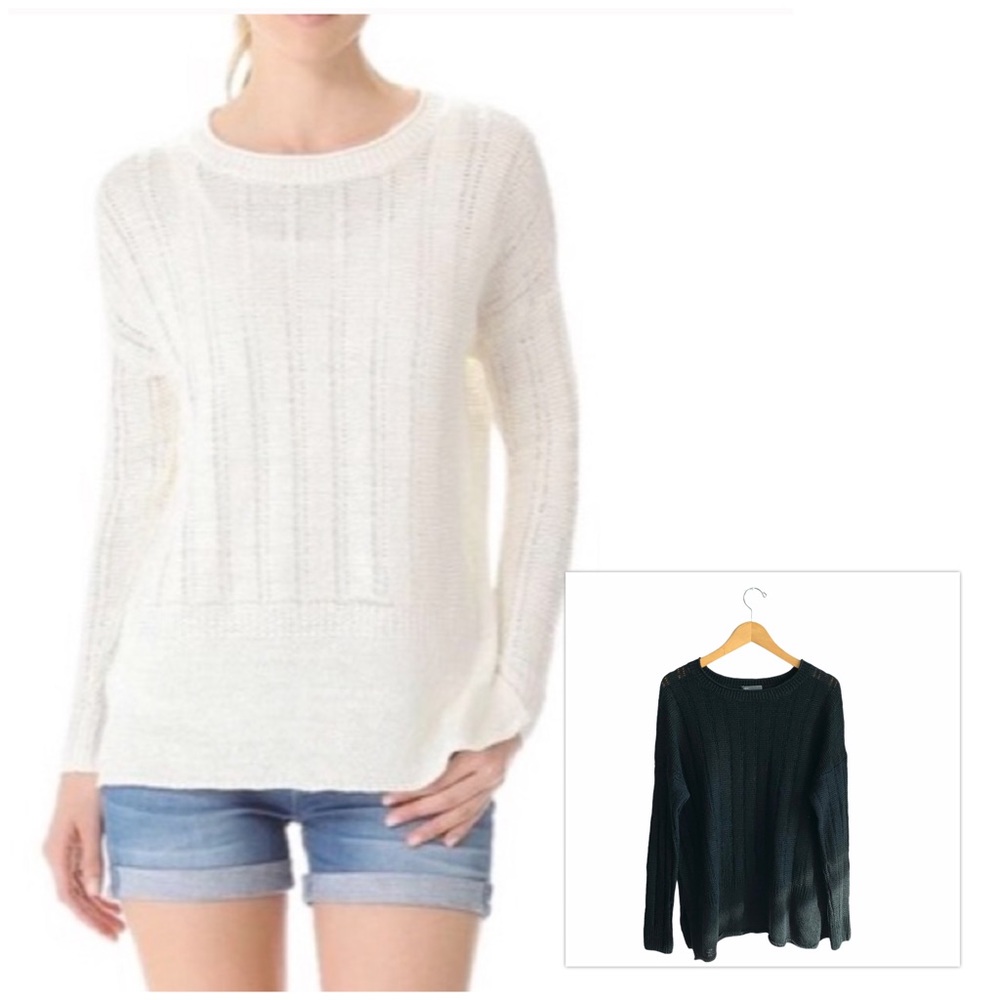 Vince Black Linen Crew Neck Sweater
